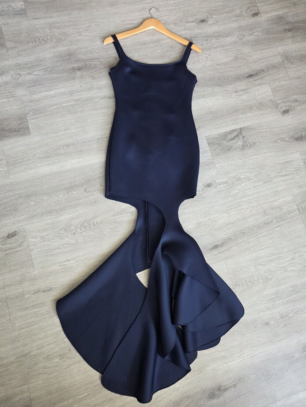 MUEHLEDER Out & About Asymmetric Dress Navy Blue Size L NWT